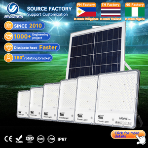 ไฟสปอร์ตไลท์ LED พลังงานแสงอาทิตย์สำหรับภายนอกอาคาร รูปทรงสี่เหลี่ยม สำหรับบ้านและสวน ป้องกันแสงสะท้อน  วัสดุอะลูมิเนียม กันน้ำระดับ IP67  กำลังไฟ 80w 100w 200w 300w 500w 1000w ความสว่างสูง - Product Image 1