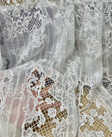 Prêt à expédier Nouvelle Arrivée 2026 Tissu en dentelle brodée soluble dans l'eau blanc, crêpe de soie artificielle ajouré pour chemisier et robe, plusieurs couleurs