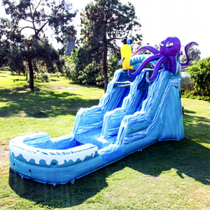 Toboggan aquatique gonflable de qualité commerciale pour enfants, 16 pieds, modèle Tentacool, pour fêtes en plein air - Product Image 1