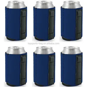 Dobrável magnético pode refrigerador manga neoprene dobrável bebida manga titular para 12oz latas com 3 ímãs fortes