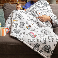 Couverture à colorier personnalisée Licorne 2 couches pour enfants et adultes, marqueurs inclus 40"x60", design en tissu polaire Sherpa permanent et vibrant