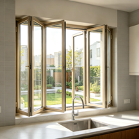 Fenêtre panoramique bi-pliante murale complète PAS24 en aluminium fluorocarboné pour villa de luxe, cour, éclairage maximal