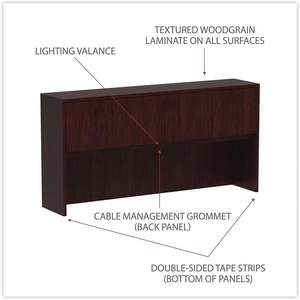 Alera Valencia Series Mueble de madera de caoba con puertas, 4 compartimentos, 70.63w x 15d x 35.38h, organizador de escritorio y cajones - Product Image 4