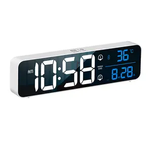 Venta al por mayor pantalla LED brillo ajustable reloj de mesa despertador Digital Reloj de pared para el hogar Oficina