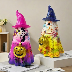 Figurine d'artisanat en résine de citrouille portable Ghost - Ornement artistique sculpté pour la maison et le bureau à l'occasion d'Halloween - Product Image 3