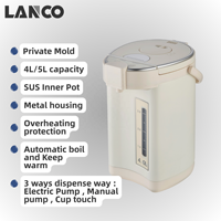 Bouilloire Électrique LANCO avec Distributeur d'Eau, Protection Contre la Cuisson à Sec, Thermo-Contrôle de Température pour Thé