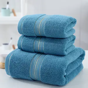 Factory Wholesale Custom OEM Adult Bathroom Luxury 3 Pcs Thick 100% Cotton Hotel Towel Set