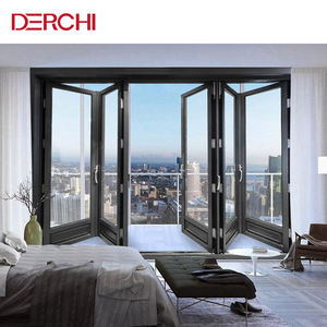 Porte pliante en <span class=keywords><strong>aluminium</strong></span> à rupture de pont thermique DERCHI, vente chaude aux États-Unis, certifiée NFRC, porte accordéon en verre pour balcon, porte patio pliante - Product Image 6