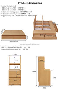 600826 Quanu высокое качество спальня большой вместимости деревянный дизайн полноразмерный каркас кровати с кроватью размера «King-Size» для хранения - Product Image 5