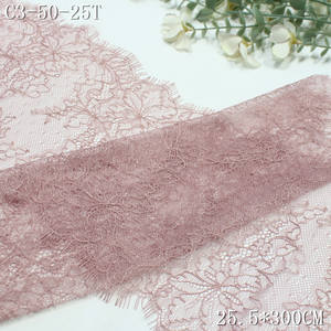 Galon de Dentelle Chantilly en Nylon Floral à Bord Cils 25cm Doux Noir Rose Clair Rouge, <span class=keywords><strong>Tissu</strong></span> de Dentelle Française de Qualité pour Robe de Femme - Product Image 5