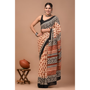 <b>Printed</b> Cotton Mulmul Saree With Running Blouse Lightweight & Elegant Soft Mulmul Cotton Saree - Comfortable <b>Printed</b> Daily Wear - Product Image 2