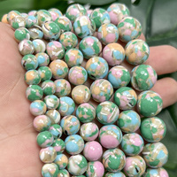 Perles rondes en pierre turquoise bleu-vert naturel AsVrai U pour la fabrication de bijoux, bracelets et colliers DIY