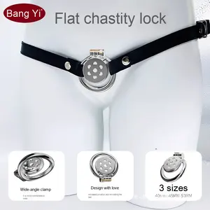 Ultra-Kleine Platte Kuisheid Slot Vogelkooi Opwindend Sm Seksspeeltje Voor Mannelijke Cb Lock Training Gebogen Snap Ring Lock Opsluiting Dildo - Product Image 5