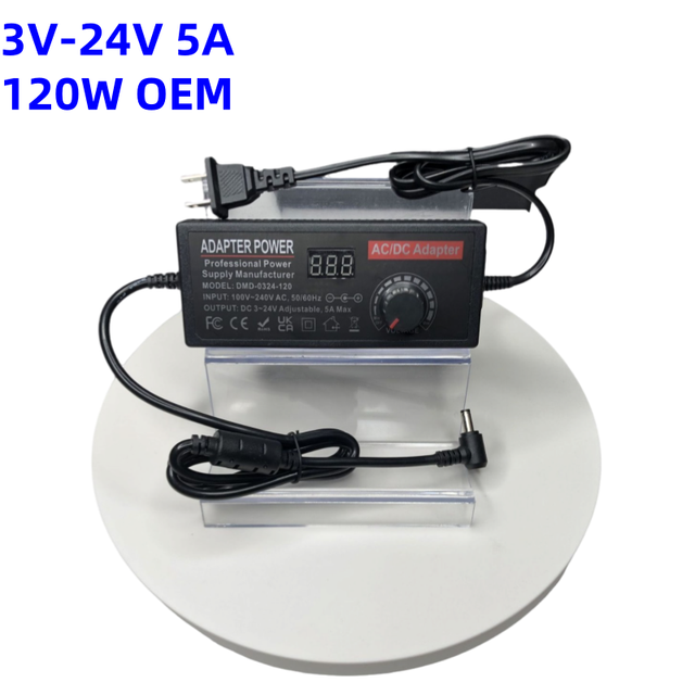 3.5V - 24V 5A 96W AC Adapter DC 5V 6V 9V 12V 15V 18V 19V 20V Adjustable Universal Power Adapter Converter Transformer 100V-240V