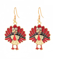 Boucles d'oreilles clous en alliage de zinc électroplaqué, motifs feuille d'érable, dinde, citrouille, tournesol, pour femme, collection automne Thanksgiving