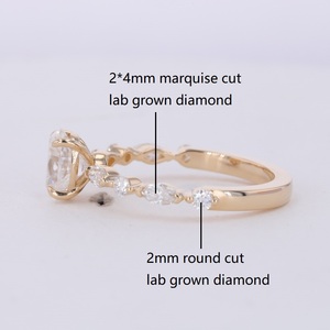 Starsgem 10K 14K 18K Oro macizo 1ct D VVS2 Oval Cut IGI Lab Grown Diamond Anillo de compromiso - Product Image 2