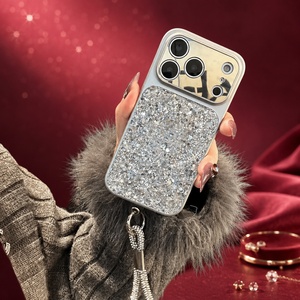เคสโทรศัพท์มือถือแบบมีกลิตเตอร์ วัสดุ PC สำหรับผู้หญิง ป้องกันการกระแทก พร้อมสายคล้อง สำหรับ iPhone - Product Image 3
