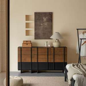 Commode à six tiroirs en bois massif, meuble de rangement pour salon, style Wabi Sabi, meuble d'entrée, meuble de chambre à coucher - Product Image 6