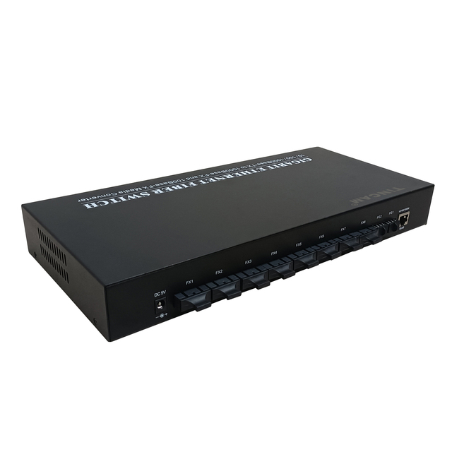 TiNCAM 20KM Fiber Aggregation Switch Witch 8*SC Port+2*SFP Fiber Port+1*Gigabit Uplink Fiber Network Switch for CCTV Camera