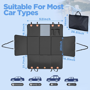 Funda impermeable tipo hamaca para asiento de coche para mascotas, con bolsillo de almacenamiento, para viajes de perros, seguridad en el asiento trasero. - Product Image 5