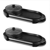 Marmite et grill électriques 2 en 1 pour étudiants Bbq Hot Pot Grill Poêle électrique multifonction Cuisson rapide Poêles instantanées Poêle à frire