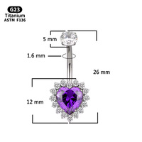 Getta ASTM-F136 Titanium Zircon Opal Nombril Body Jewelry Belly Button Rings for Wedding Engagement Party Gift