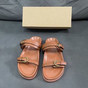 Mocassins et sandales plates de luxe en cuir pour <span class=keywords><strong>femme</strong></span> avec boucles métalliques personnalisées, antidérapantes, style plateforme - Product Image 6