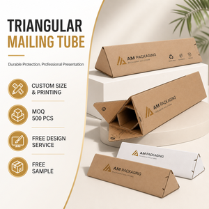Custom Reusable Kraft Triangular Mailing Tube <b>Corrugated</b> <b>Paper</b> Mailer Packaging Shipping Box UV Coating Embossing for Apparel - Product Image 1