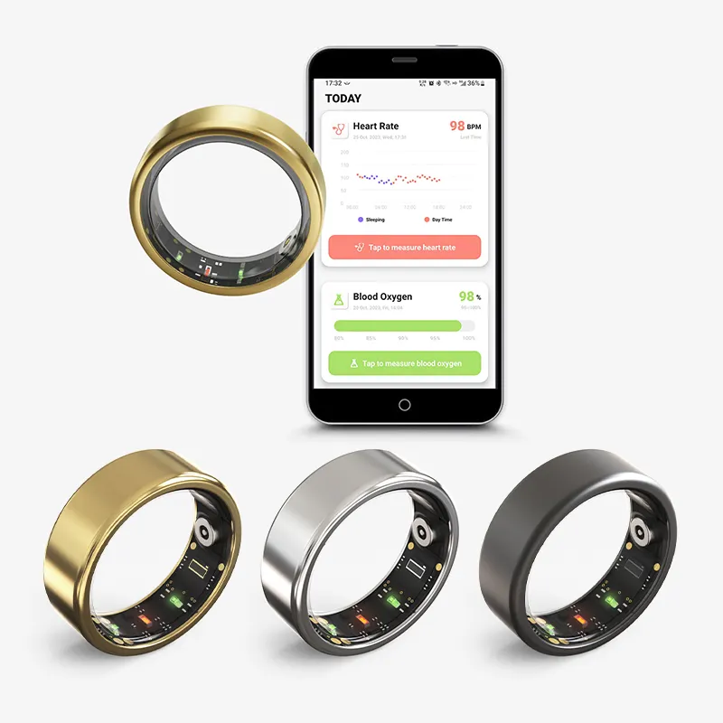 Indicateurs de surveillance Smart Ring Fitness Tracker Moniteur de fréquence cardiaque Tracker d'activité de sommeil Connectivité Bluetooth (IP68) Android