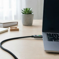 Cable de Datos Tipo C con 9 Luces LED Blancas, 60W-2400W PD 3.1 5A, Cable de Carga Rápida USB C Trenzado de Nailon, 1m-3m, Cable Tipo C OEM