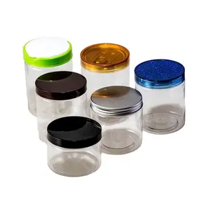 Damp-Proof Clear Plastic Cans Sealed With Aluminum Lid Food PET Plastic Jar With Easy Open Lid