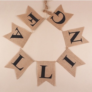 Bandera Decorativa de Arpillera con Estampado de Corazón, Bandera de Cola de Golondrina con Estampado de Corazón Rojo <span class=keywords><strong>para</strong></span> Decoración de Bodas - Product Image 3