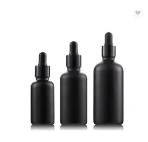 Schlussverkauf schwarze mattierte Tropfflasche individuelles Logo Ätherisches Öl flasche mit bunter CR-Kappe