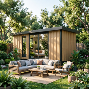 Cabane préfabriquée <span class=keywords><strong>pour</strong></span> jardin d'invités avec <span class=keywords><strong>salle</strong></span> <span class=keywords><strong>de</strong></span> réception sécurisée et portes verrouillables <span class=keywords><strong>pour</strong></span> garantir l'intimité lors des réunions - Product Image 2
