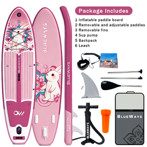 Tabla de SUP Inflable Rosa con Diseño de Conejo, Fabricada en China, Tabla de Paddle Surf Resistente para Mujeres - Product Image 3