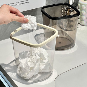 Cubo de basura de escritorio, cubo de basura rectangular transparente para encimera, uso doméstico en interiores - Product Image 1