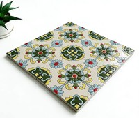 Carrelage de sol moderne de style rustique 100x100mm avec motif géométrique floral coloré pour salon intérieur