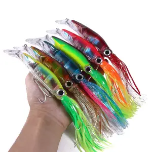 Hengjia Umpan Pancing Air Asin, Rok Gurita 14Cm 40G Bercahaya, Umpan Pancing Trolling Kepala Miring