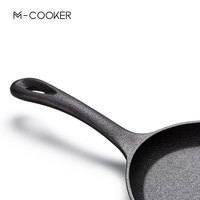 9 "besi cor piring saji desain klasik, peralatan masak piring Sizzler Fajita Pan dengan dasar kayu datar ramah lingkungan