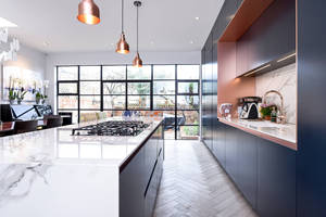 Gabinete australiano armadio da cucina alla moda pavimenti in legno massello isola e piani <span class=keywords><strong>di</strong></span> <span class=keywords><strong>lavoro</strong></span> bianchi con luce - Product Image 6