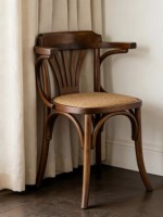 Chaise de salle à manger en bois massif au design nordique contemporain, durable, avec revêtement en tissu rétro nordique, idéale pour la maison, le bar et la villa