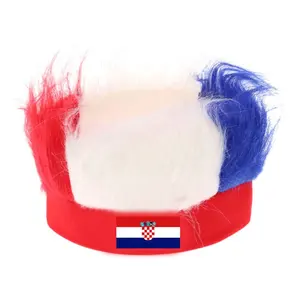 EM 2024 Kroatien Fußball anhänger Fan Stirnband Fußballfans synthetische Perücke Stirnband