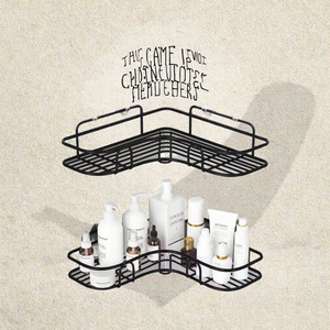 Estante de Almacenamiento de Baño de Acero Inoxidable Triangular de Dos Niveles, Moderno y Duradero, Estantes de Pared para Estaciones de Lavado - Product Image 3