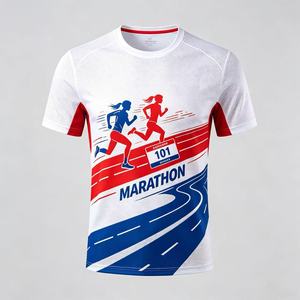 เสื้อยืดวิ่งมาราธอนผู้ชาย แขนสั้น แห้งเร็ว ดีไซน์สปอร์ต พิมพ์ลายแบบซับลิเมชั่น คอกลม ทรงปกติ ผ้าโพลีเอสเตอร์ถัก - Product Image 1