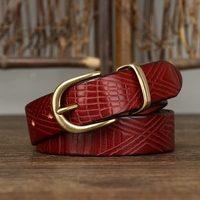 Sabuk Pinggang Wanita Warna Solid Klasik Desainer Fashion Wanita dengan Gesper Kuningan Emas Kasual Sabuk Kulit Asli Baru untuk Celana Jeans