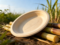 Conteneur alimentaire rond en bagasse de 800 ml - teanhe CH001, idéal pour les fêtes modernes