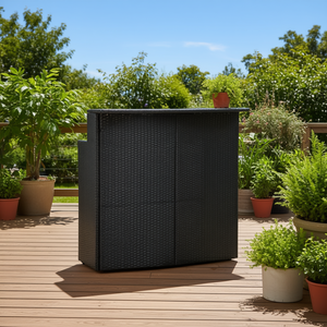 Mesa de Bar para Patio de Ratán Sintético Negro, 47.2"x21.7"x43.3", Muebles de Exterior Elegantes y Modernos - Product Image 2