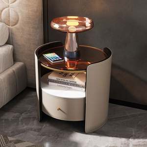 โต๊ะกระจกอัจฉริยะสไตล์ยุโรปอัจฉริยะสีเทาอัจฉริยะ2เฟอร์นิเจอร์ตู้ข้างเตียงยาวพร้อมตู้สำหรับห้องชาร์จไร้สาย - Product Image 4