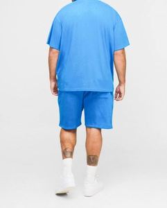 เสื้อยืดโอเวอร์ไซส์พิมพ์ลายบลูพลัสแมนสตาร์พัฟพร้อมกางเกงขาสั้นเจอร์ซีย์ทรงหลวม ชุดเซ็ตแทรคสูททรงโอเวอร์ไซส์ - Product Image 2
