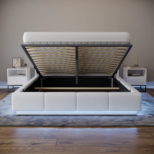 <span class=keywords><strong>Lit</strong></span> superposé king size rembourré avec cadre de <span class=keywords><strong>lit</strong></span> superposé avec <span class=keywords><strong>rangement</strong></span> et DEL au design exclusif avec plateforme entièrement capitonnée - Product Image 5